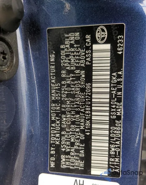 2015 Toyota Avalon Xle z USA, uszkodzony, nr VIN 4T1BK1EB8FU172096